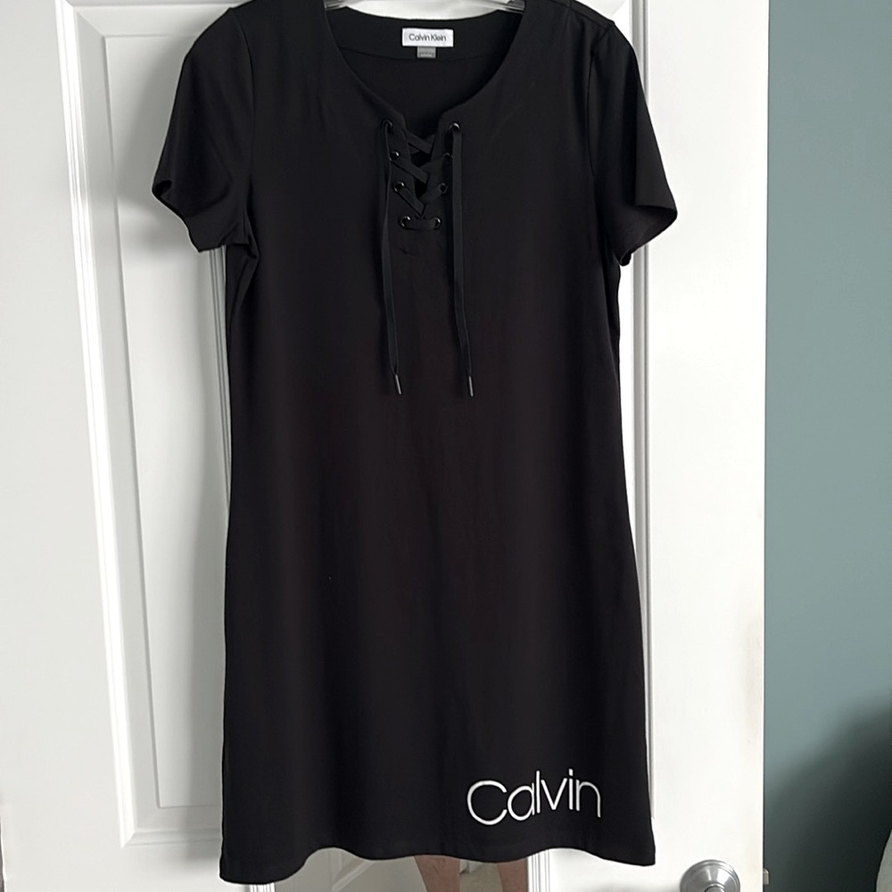 Calvin Klein Lace-Up Tee Shirt Dress